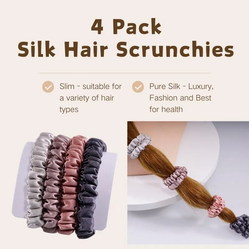 Silk skinny scrunchies - 4 Pack - Warmth - dropshipping