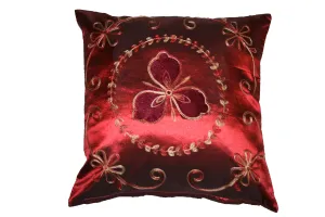 Silky Ornate Embroidered Velvet Floral design Decorative Throw Pillow Covers