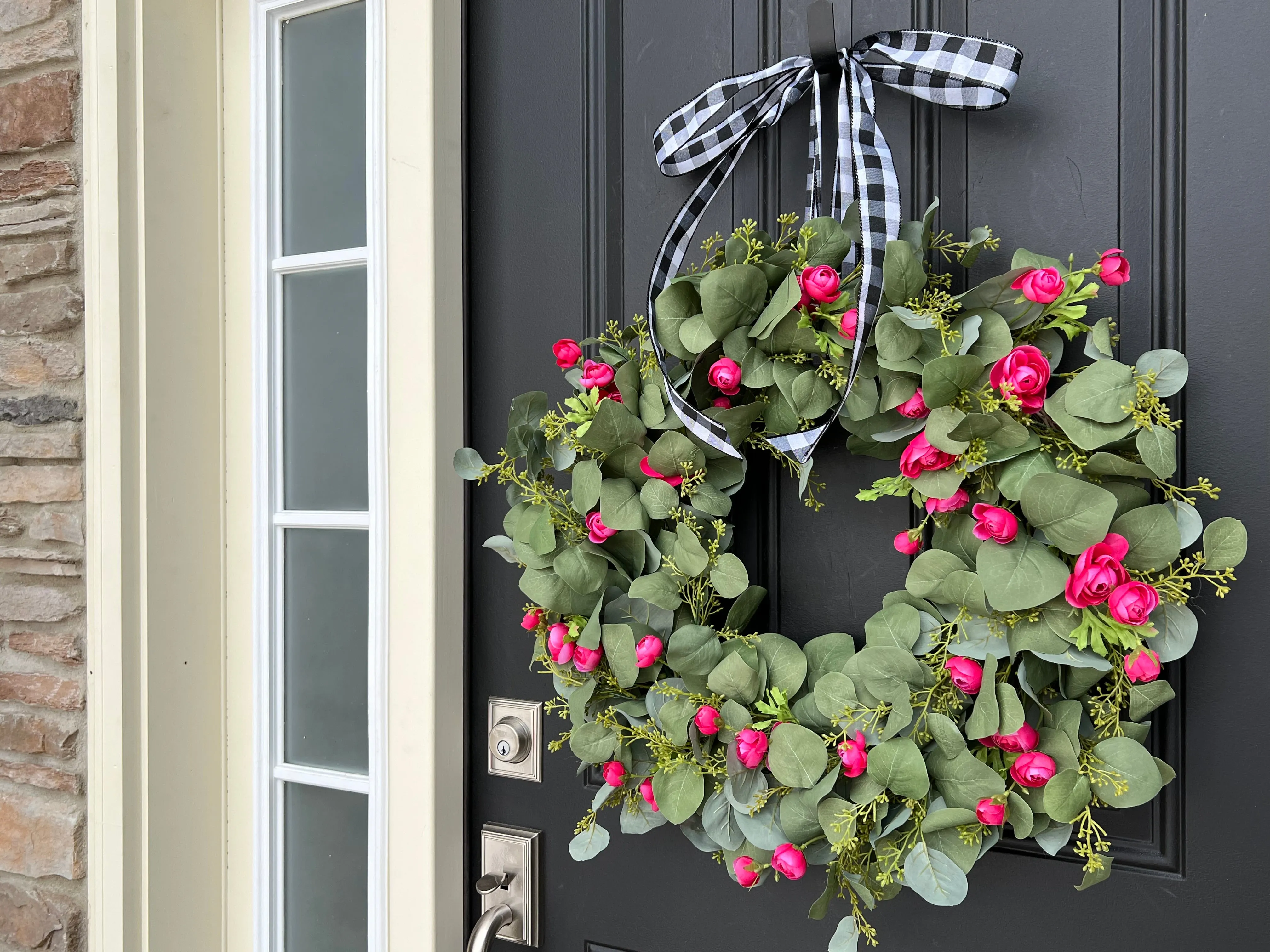 Spring Eucalyptus Wreath with Fuchsia Ranunculus