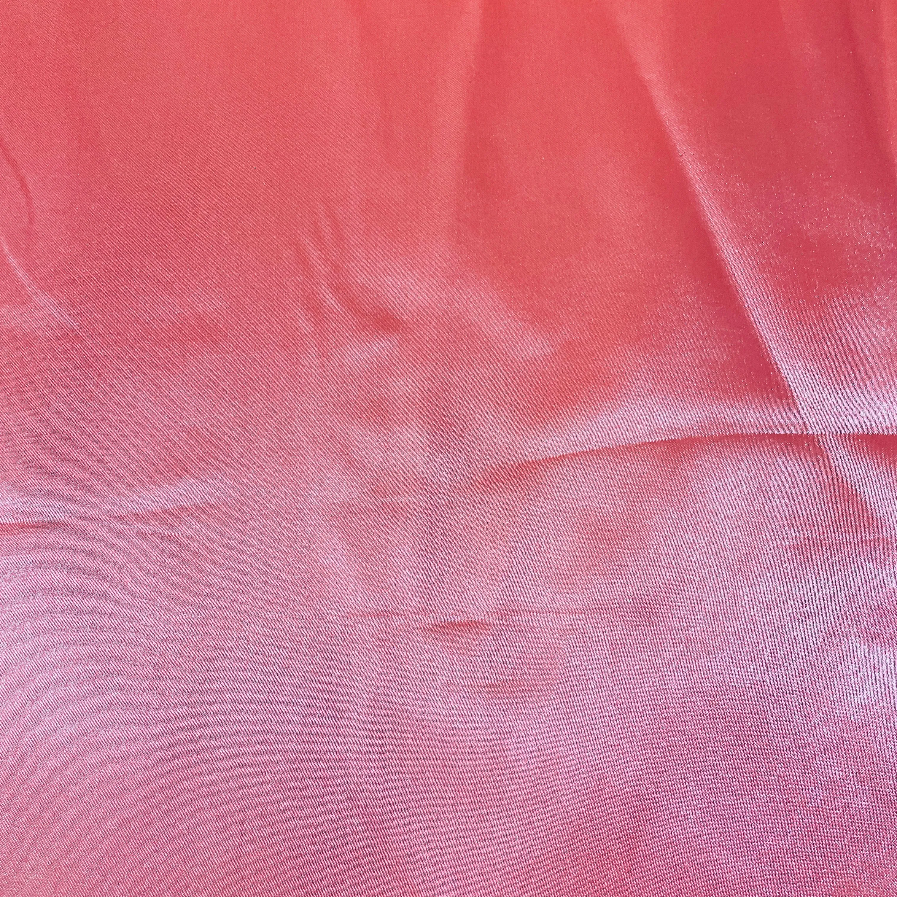 Stawberry Pink Solid Satin Fabric