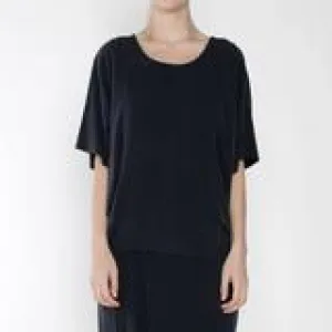 Szeki Raw Silk Navy Cocoon Panel Top