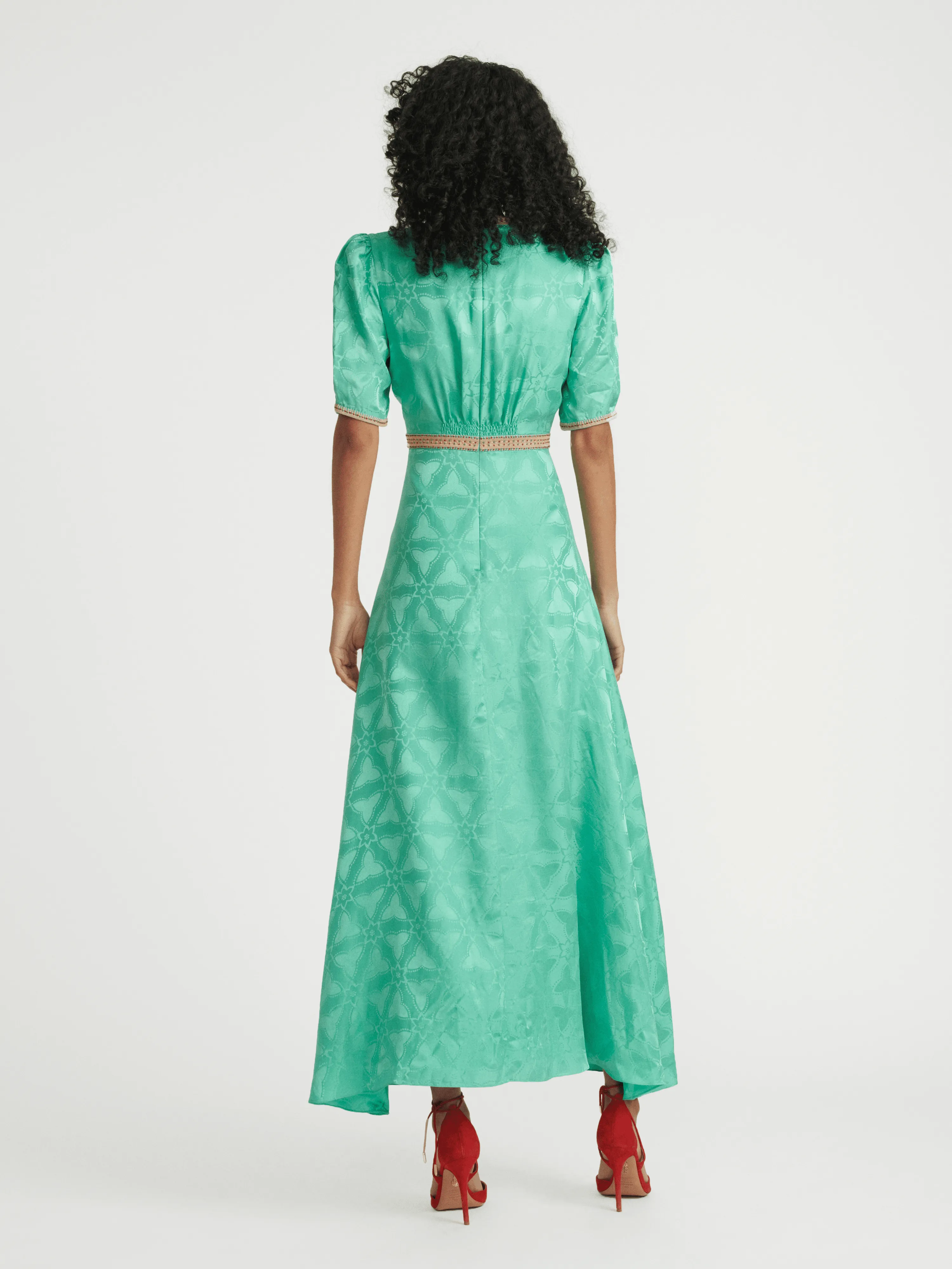 Tabitha Dress in Mint with Ornate Embroidery