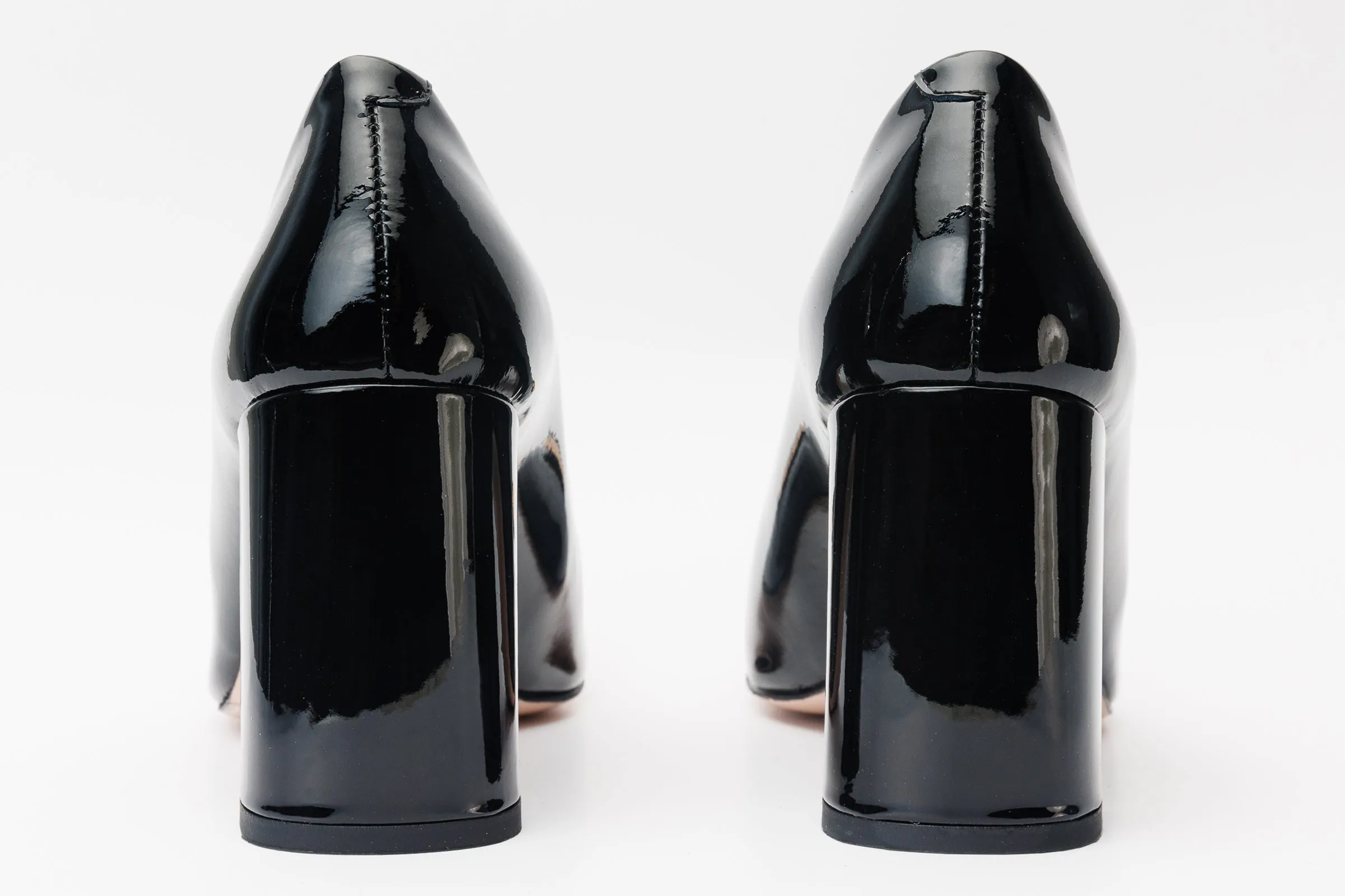 The Ferrara Black Patent Leather Block Heel Pump Women Shoe