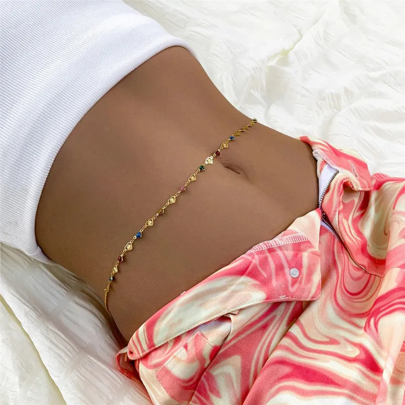 Trendy Colorful Love Heart Summer Beach Bikini Waist Chain Belts