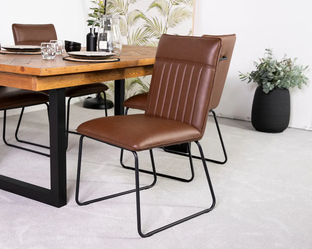 Tulsa Large Extendable Cross Leg Dining Table (180cm - 240cm) & Grainger Brown Dining Chairs