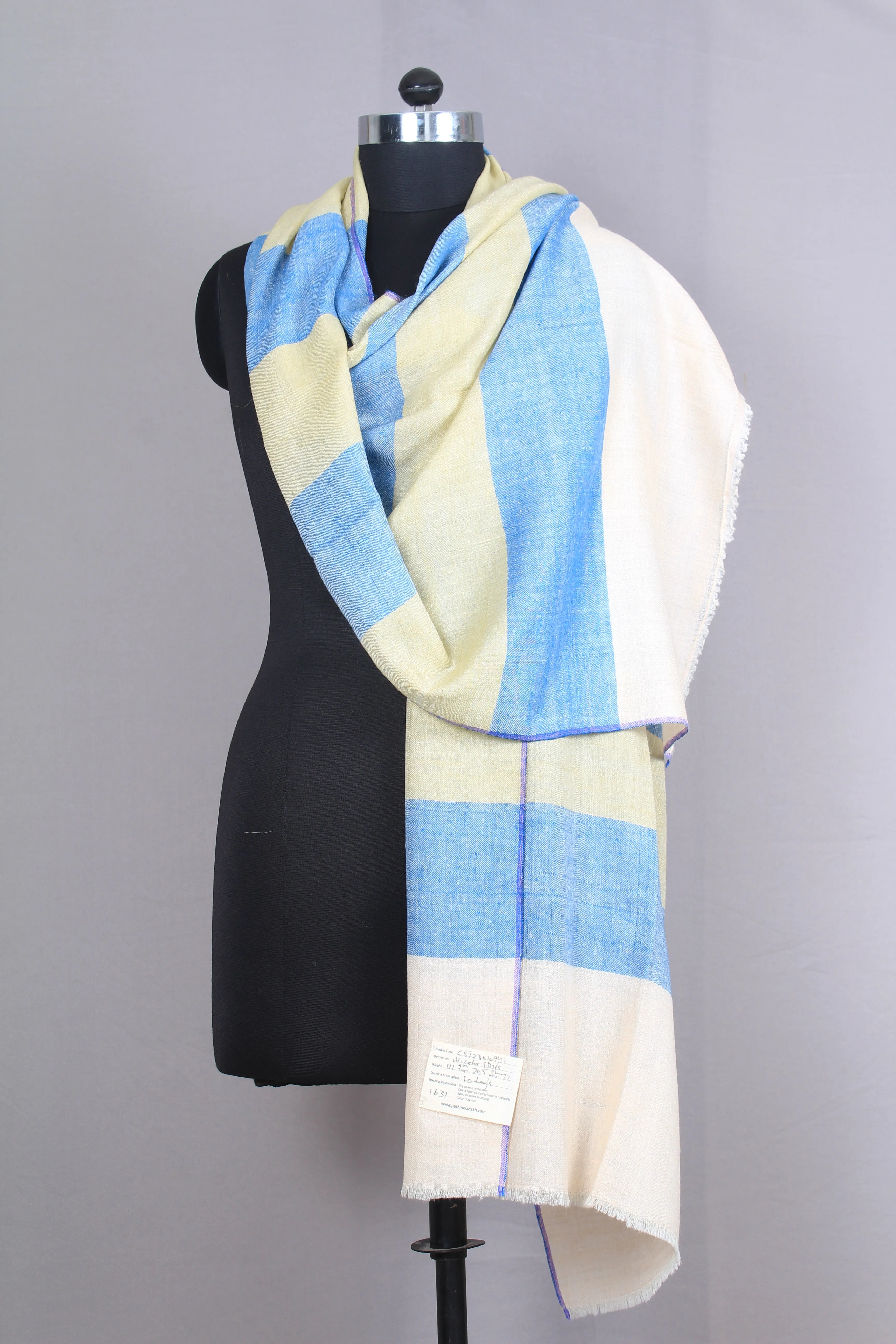 Utopia Check Strips Khadi And Zari Cashmere Stole