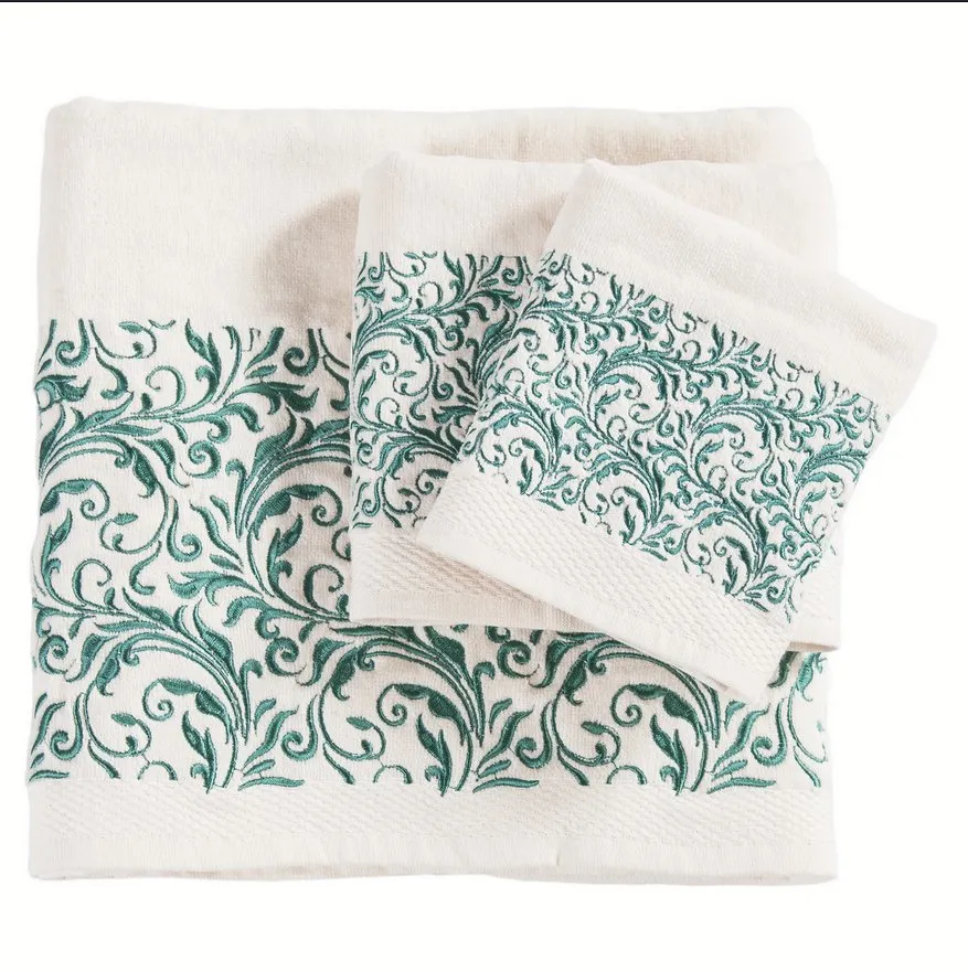 Wyatt Turquoise 6-PC Bath Towel Set - Cream