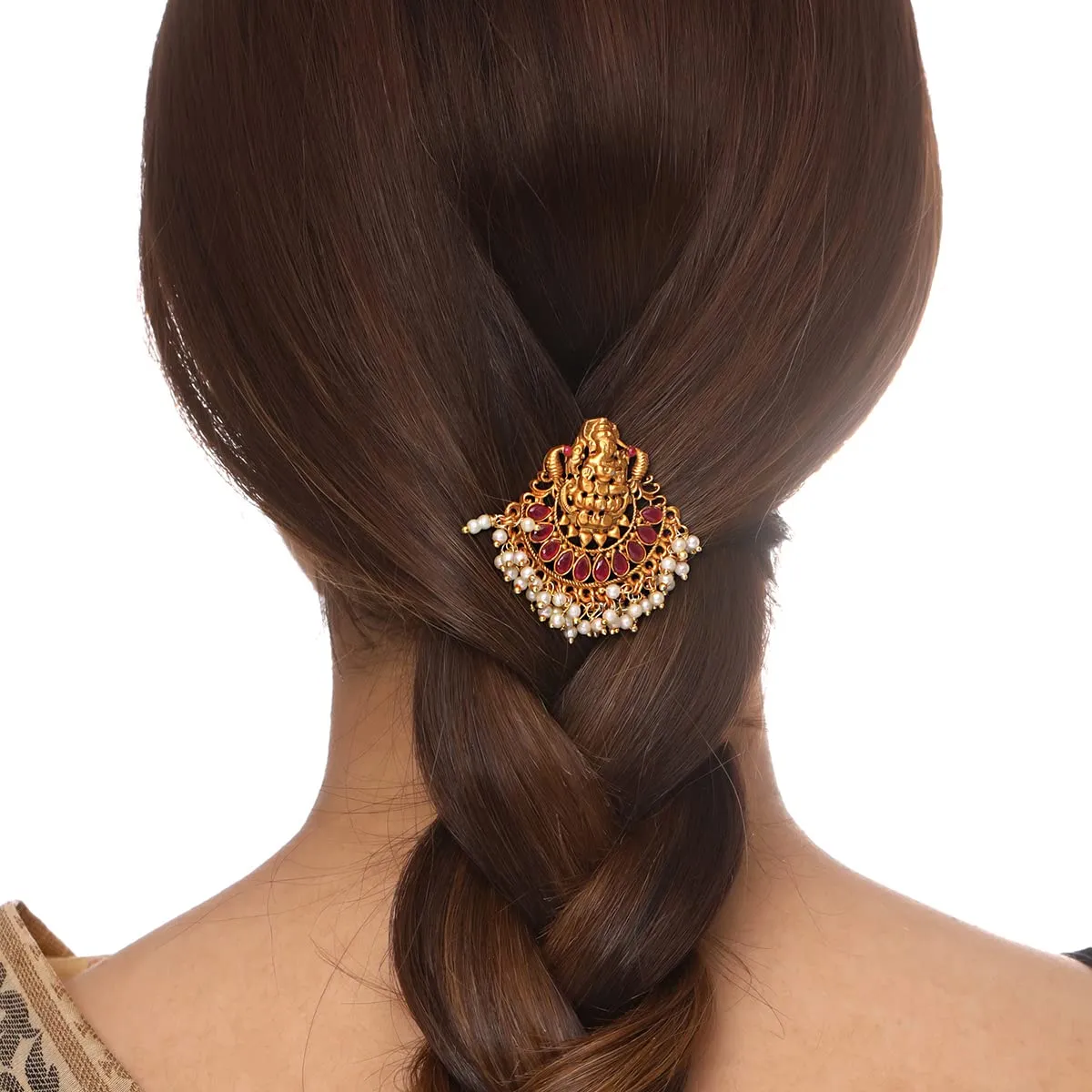 Yellow Chimes Choti Jadai Billai Traditional Multicolor Bridal Hair Accessories for Women Wedding Gold Plated Hair Choti Bridal Jewellery for Women (Gold-1)